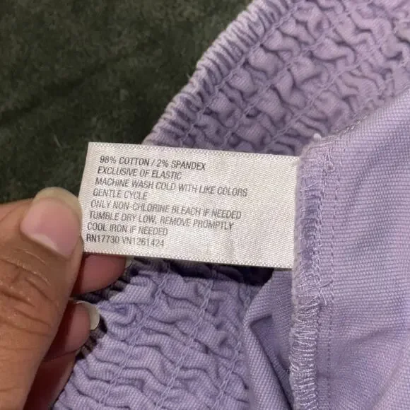 Wild Fable Shorts Women's Large Purple Smocked Elastic Waist Stretch Frayed Hem - Picture 3 of 7